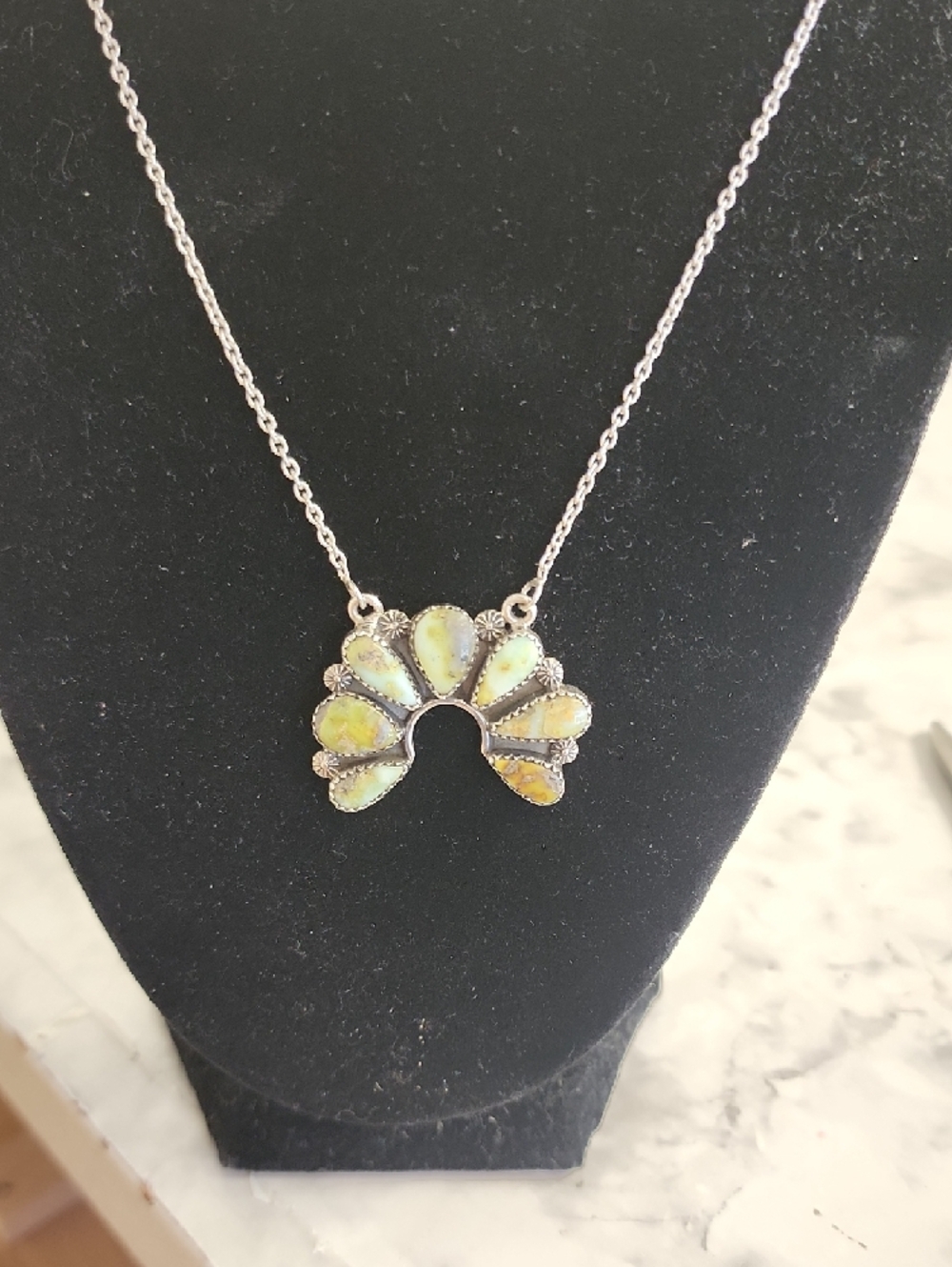 Sterling and Palomino Turquoise Necklace - Picture 2 of 4